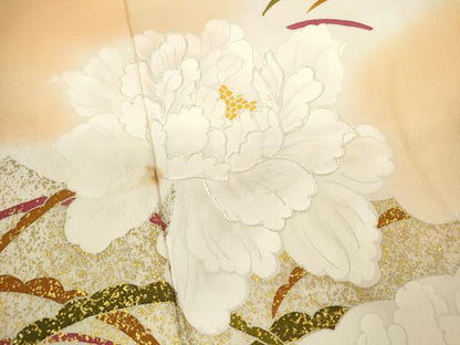 平和屋着物■訪問着 刺繍 草花文 暈し染め 金彩 正絹 逸品 CABD9767ze