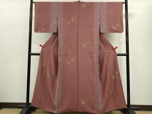 平和屋着物■上質な小紋 草花間道 金彩 正絹 逸品 CABD9775ze