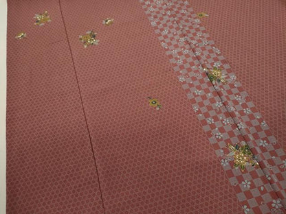 平和屋着物■上質な小紋 草花間道 金彩 正絹 逸品 CABD9775ze