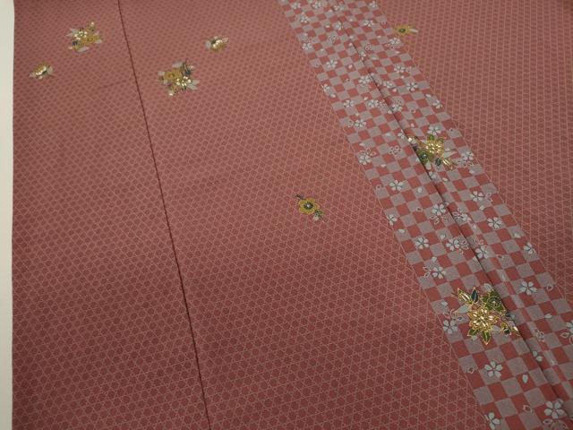 平和屋着物■上質な小紋 草花間道 金彩 正絹 逸品 CABD9775ze