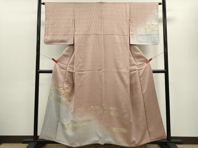 平和屋着物■訪問着 駒刺繍 霞草花文 暈し染め 金糸 金彩 正絹 逸品 CABD9780ze