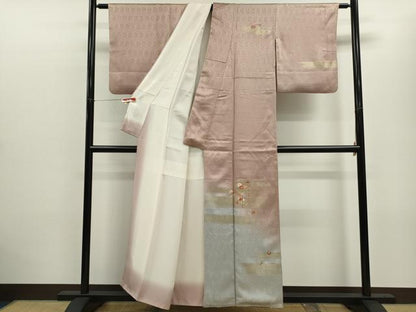 平和屋着物■訪問着 駒刺繍 霞草花文 暈し染め 金糸 金彩 正絹 逸品 CABD9780ze