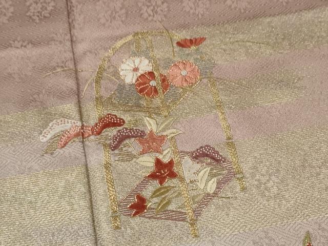 平和屋着物■訪問着 駒刺繍 霞草花文 暈し染め 金糸 金彩 正絹 逸品 CABD9780ze