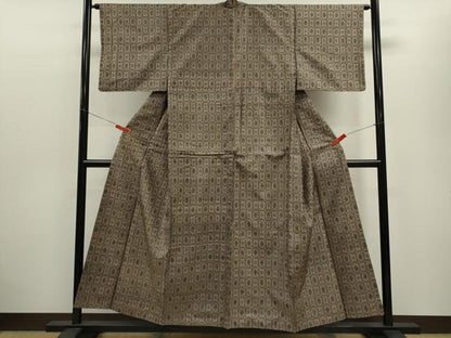 平和屋着物■本場大島紬 割り込み絣 亀甲花文 正絹 逸品 CABD9789ze