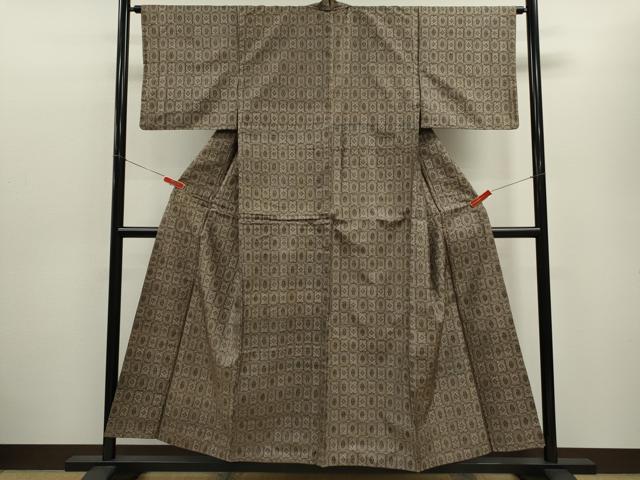 平和屋着物■本場大島紬 割り込み絣 亀甲花文 正絹 逸品 CABD9789ze