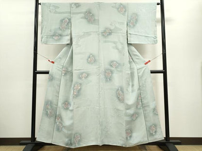 平和屋着物■上質な小紋 地紋起こし 陶器草花文 暈し染め 正絹 逸品 未使用 CABD9793ze