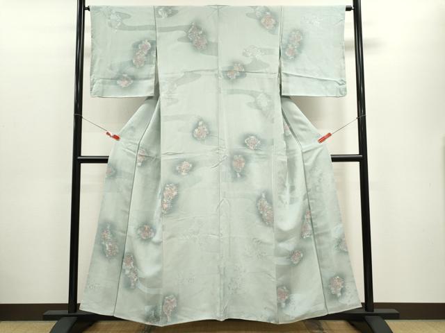 平和屋着物■上質な小紋 地紋起こし 陶器草花文 暈し染め 正絹 逸品 未使用 CABD9793ze