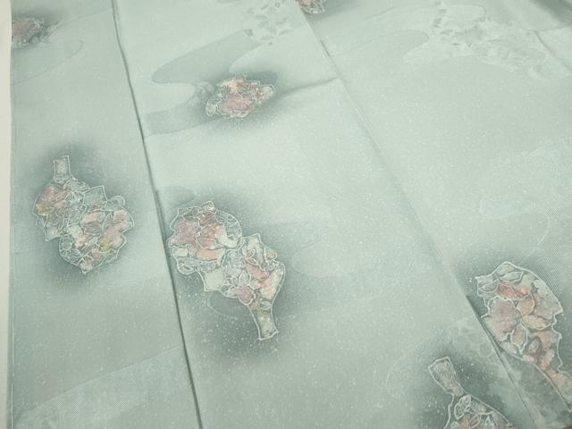 平和屋着物■上質な小紋 地紋起こし 陶器草花文 暈し染め 正絹 逸品 未使用 CABD9793ze