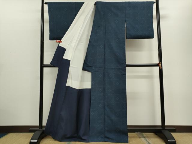 平和屋着物■上質な紬 菱花文 正絹 逸品 CABD9798ze