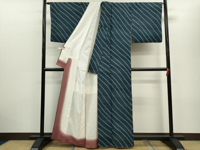 平和屋着物■上質な小紋 斜線文 正絹 逸品 CABD9811ze