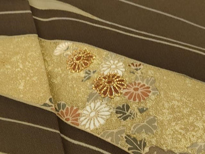 平和屋着物■訪問着 駒刺繍 草花文 金彩 正絹 逸品 CABD9812ze