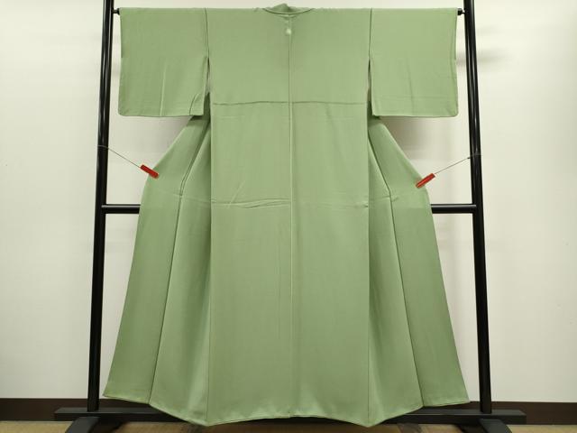 平和屋着物■上質な色無地 若葉色 正絹 逸品 CABD9813ze
