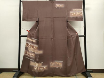 平和屋着物■訪問着 横段枝花文 暈し染め 金彩 正絹 逸品 CABD9819ze