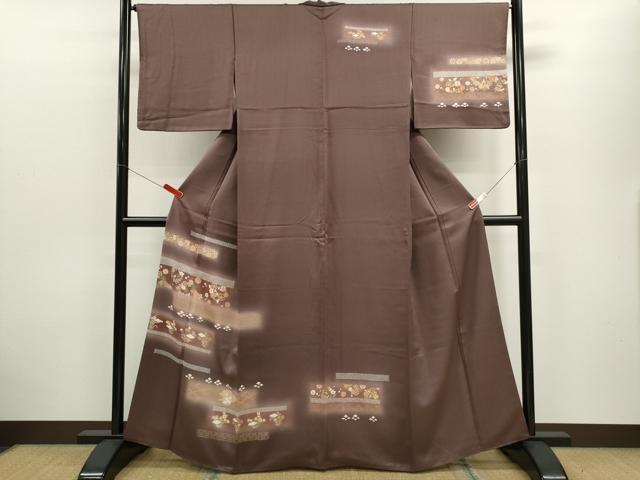 平和屋着物■訪問着 横段枝花文 暈し染め 金彩 正絹 逸品 CABD9819ze