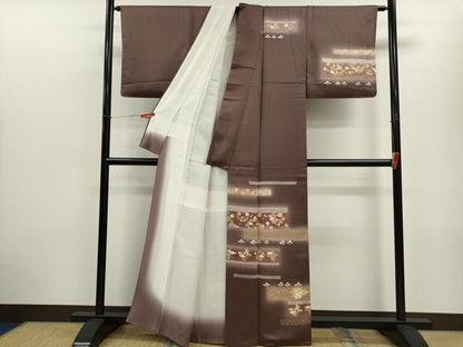 平和屋着物■訪問着 横段枝花文 暈し染め 金彩 正絹 逸品 CABD9819ze