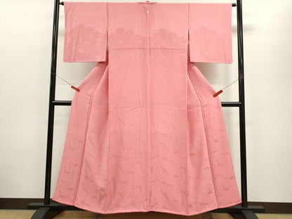 平和屋着物■無地絵羽訪問着 枝梅地紋 鴇色 正絹 逸品 CABD9821ze