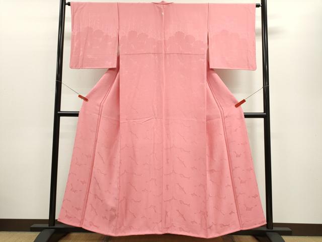 平和屋着物■無地絵羽訪問着 枝梅地紋 鴇色 正絹 逸品 CABD9821ze