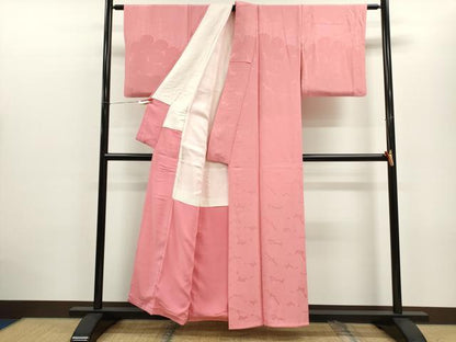 平和屋着物■無地絵羽訪問着 枝梅地紋 鴇色 正絹 逸品 CABD9821ze