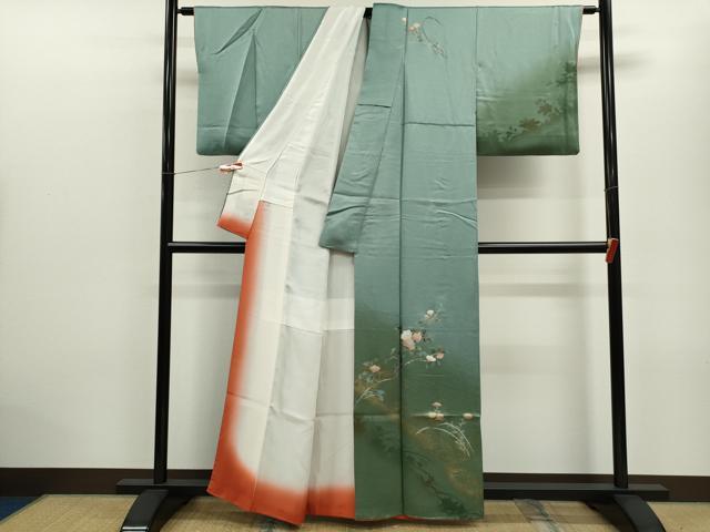 平和屋着物■訪問着 枝花文 暈し染め 金銀彩 正絹 逸品 CABD9823ze