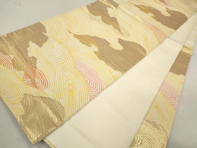 平和屋着物◎六通柄袋帯 流水文 金糸 正絹 逸品 CABD9827ze