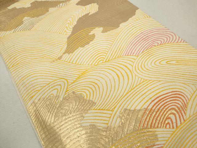 平和屋着物◎六通柄袋帯 流水文 金糸 正絹 逸品 CABD9827ze