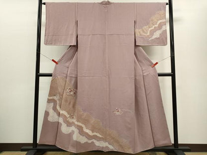 平和屋着物■訪問着　絞り　刺繍　地紙重ね草花文　金銀彩　正絹　逸品　CABD9833ze