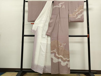 平和屋着物■訪問着　絞り　刺繍　地紙重ね草花文　金銀彩　正絹　逸品　CABD9833ze