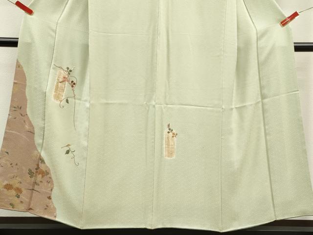 平和屋着物■訪問着　駒刺繍　短冊枝葉文　金銀彩　正絹　逸品　CABD9838ze