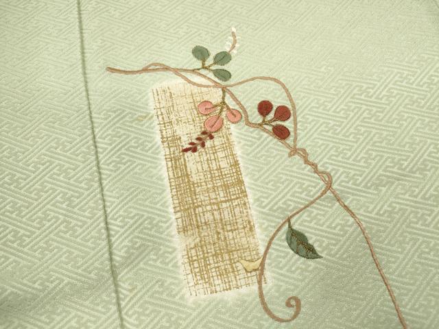 平和屋着物■訪問着　駒刺繍　短冊枝葉文　金銀彩　正絹　逸品　CABD9838ze