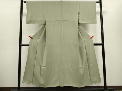 平和屋着物■上質な色無地　菱文　利休鼠色　正絹　逸品　CABD9842ze