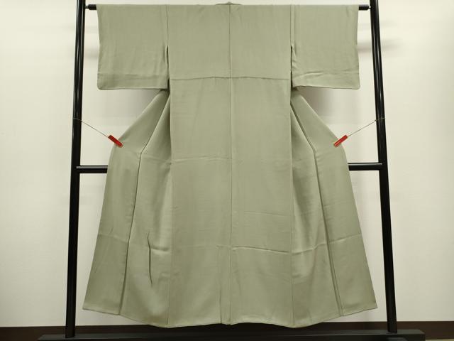 平和屋着物■上質な色無地　菱文　利休鼠色　正絹　逸品　CABD9842ze