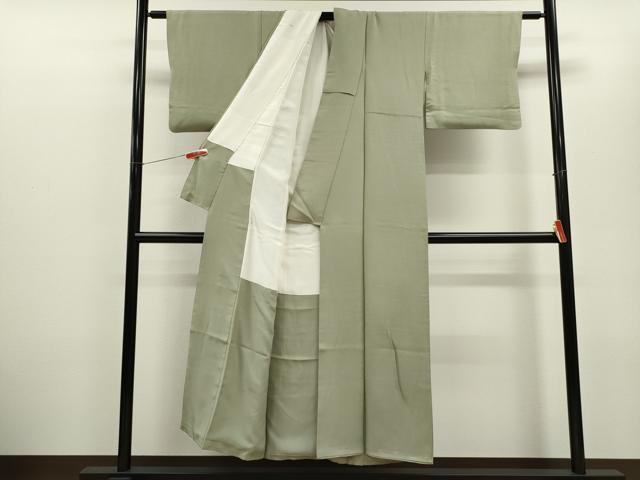 平和屋着物■上質な色無地　菱文　利休鼠色　正絹　逸品　CABD9842ze