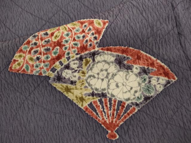 平和屋着物■上質な小紋　辻が花　扇面草花文　正絹　逸品　CABD9846ze