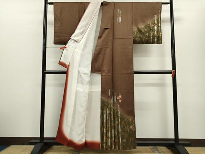 平和屋着物■訪問着　刺繍　枝花文　暈し染め　金銀彩　正絹　逸品　CABD9848ze