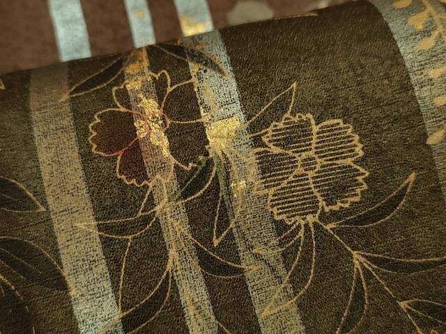 平和屋着物■訪問着　刺繍　枝花文　暈し染め　金銀彩　正絹　逸品　CABD9848ze