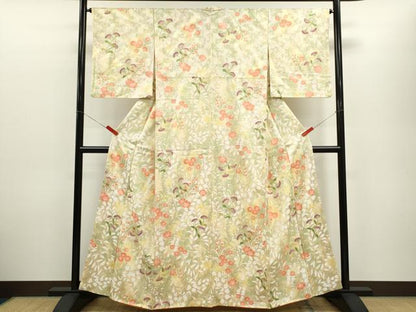 平和屋着物■上質な小紋 草花文 正絹 逸品 CABD9851ze