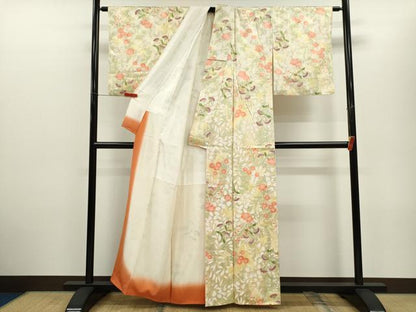 平和屋着物■上質な小紋 草花文 正絹 逸品 CABD9851ze