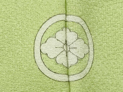 平和屋着物■上質な色無地 菱吉祥草花地紋 若菜色 正絹 逸品 CABD9856ze