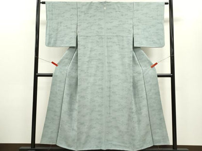 平和屋着物■上質な色無地 霞地紋 秘色色 正絹 逸品 CABD9861ze