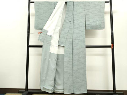平和屋着物■上質な色無地 霞地紋 秘色色 正絹 逸品 CABD9861ze