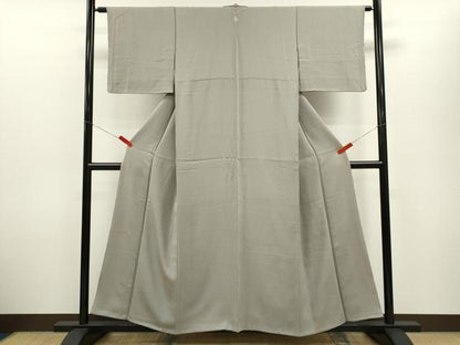 平和屋着物■上質な色無地　杢目地紋　桔梗鼠色　正絹　逸品　CABD9864ze