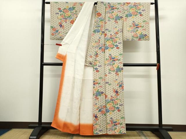 平和屋着物■上質な小紋　型染め　松竹梅冊子草花文　正絹　逸品　CABD9865ze