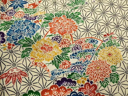 平和屋着物■上質な小紋　型染め　松竹梅冊子草花文　正絹　逸品　CABD9865ze