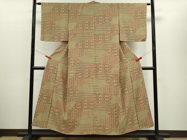 平和屋着物■上質な小紋 鮫小紋柄 切嵌吉祥文 三越扱い 正絹 逸品 CABD9867ze