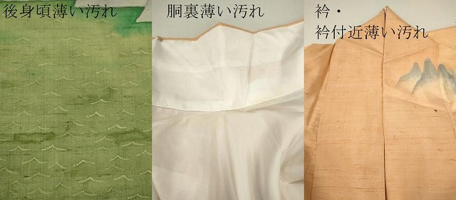 平和屋着物■訪問着　紬地　霞水辺風景文　正絹　逸品　CABD9922ze