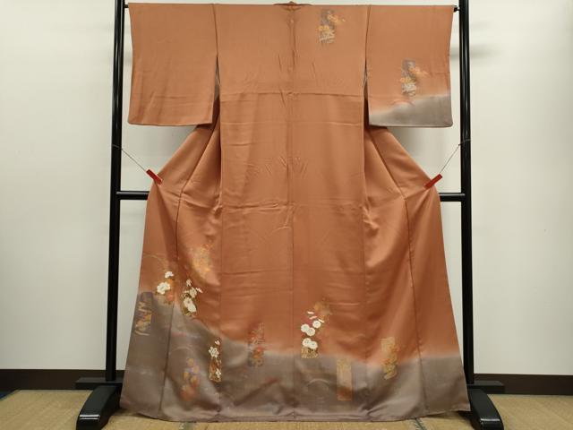 平和屋着物■訪問着 刺繍 短冊草花文 暈し染め 金銀彩 正絹 逸品 CABD9949ze