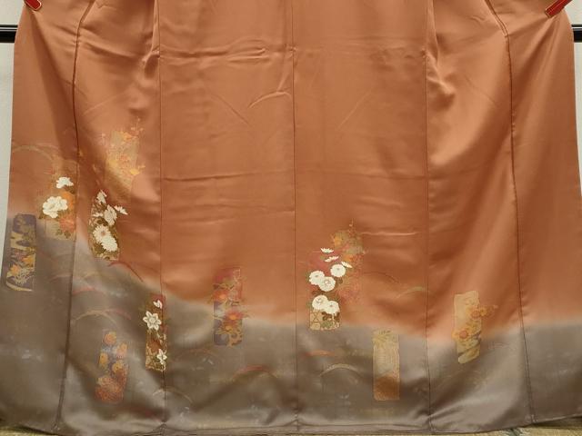 平和屋着物■訪問着 刺繍 短冊草花文 暈し染め 金銀彩 正絹 逸品 CABD9949ze
