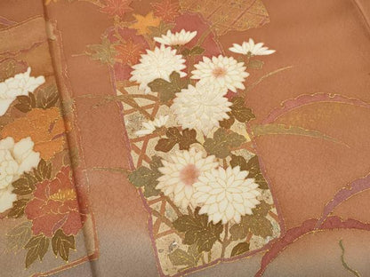 平和屋着物■訪問着 刺繍 短冊草花文 暈し染め 金銀彩 正絹 逸品 CABD9949ze