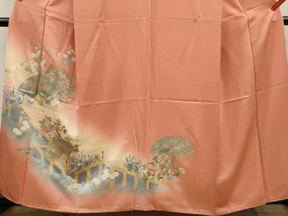 平和屋着物■訪問着　扇面鳳凰舞蝶花文　暈し染め　金銀彩　やまと謹製　正絹　逸品　CABD9951ze