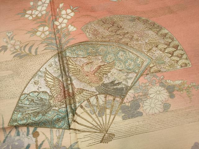 平和屋着物■訪問着　扇面鳳凰舞蝶花文　暈し染め　金銀彩　やまと謹製　正絹　逸品　CABD9951ze